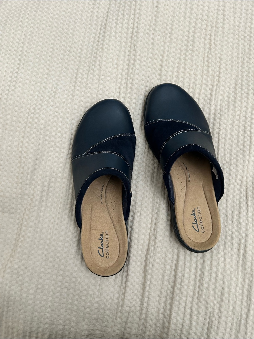 Clarks Navy Slip-On Women's Mules